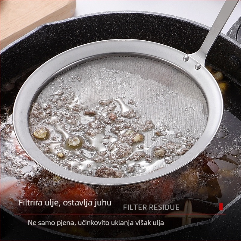 Raya nehrđajući čelični žlica-filtr za ulje, kuhinjska žlica za odvod ulja i uklanjanje pjene, ultra-fino filtriranje ostataka ulja