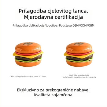 Keramički set posuda za umake i pladnje s voćem s hamburger motivom, podglazurno obojano, za kućnu uporabu