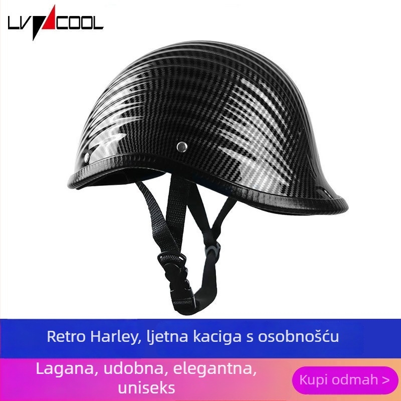 LVCOOL kaciga s otvorenim licem za električne skutere - retro dizajn, unisex kaciga sigurnosti za odrasle s ispisanim logom