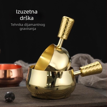 Posuda za umak od nehrđajućeg čelika 304, kratka drška i udubljena tekstura, za umake uz steak i kućnu upotrebu