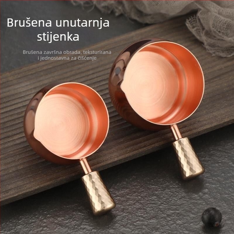 Posuda za umak od nehrđajućeg čelika 304, kratka drška i udubljena tekstura, za umake uz steak i kućnu upotrebu