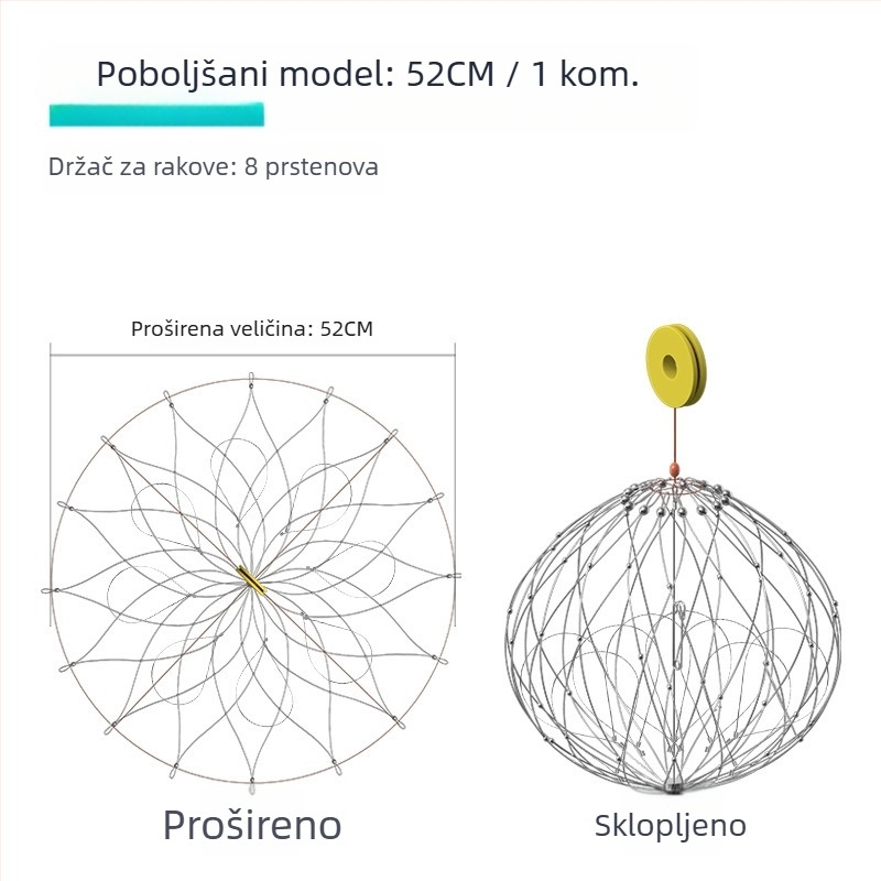 Nehrđajući čelični alat za lov morskih rakova, s kavezom za hvatanje i posebnim kukom
