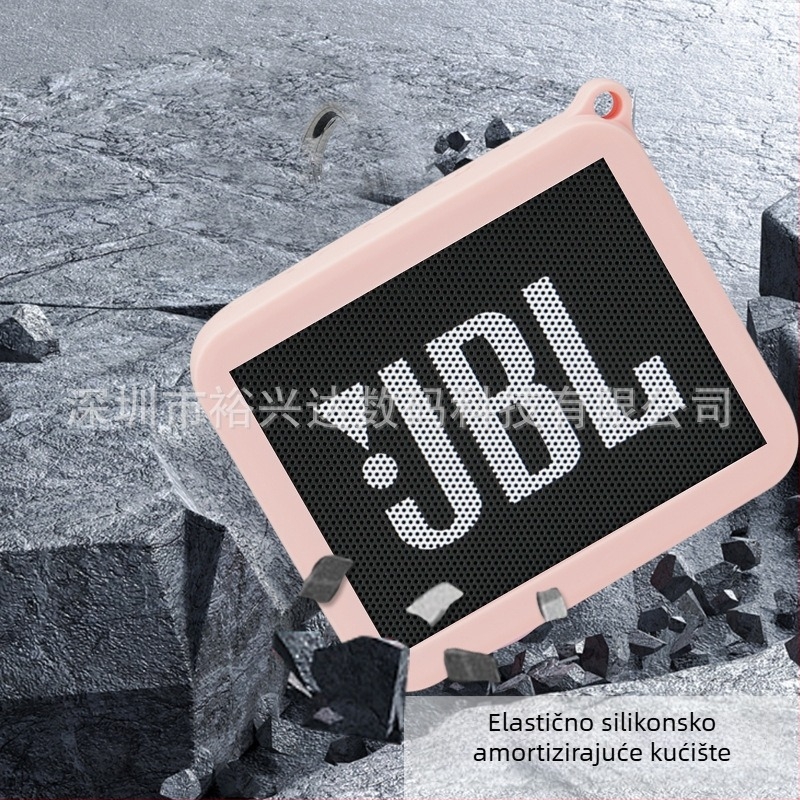 Silikonska zaštitna futrola za JBL Go zvučnik, crna, s trokutičnim kopčom, prijenosna torbica za pohranu