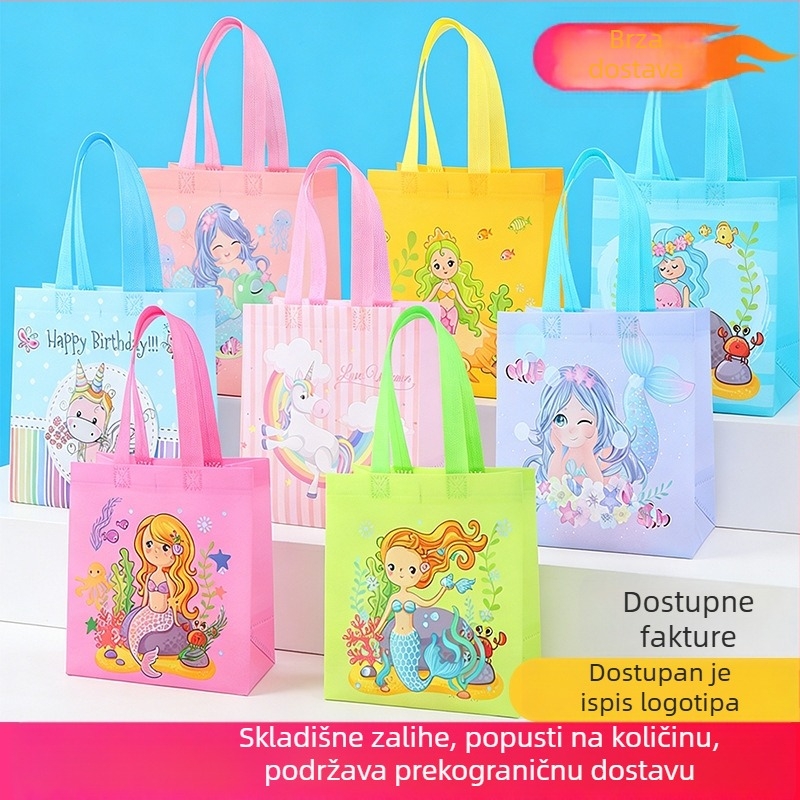Torba od netkane tkanine s crtanim motivom – prilagođena darovna torba za rođendanske slatkiše, laminirani završni sloj