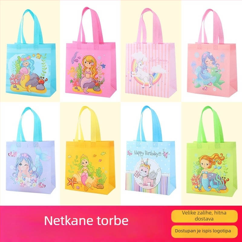 Torba od netkane tkanine s crtanim motivom – prilagođena darovna torba za rođendanske slatkiše, laminirani završni sloj