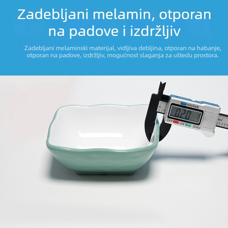 Melamin kvadratni tanjur za umake i začine, s dvije ili tri pregrade, za restorane