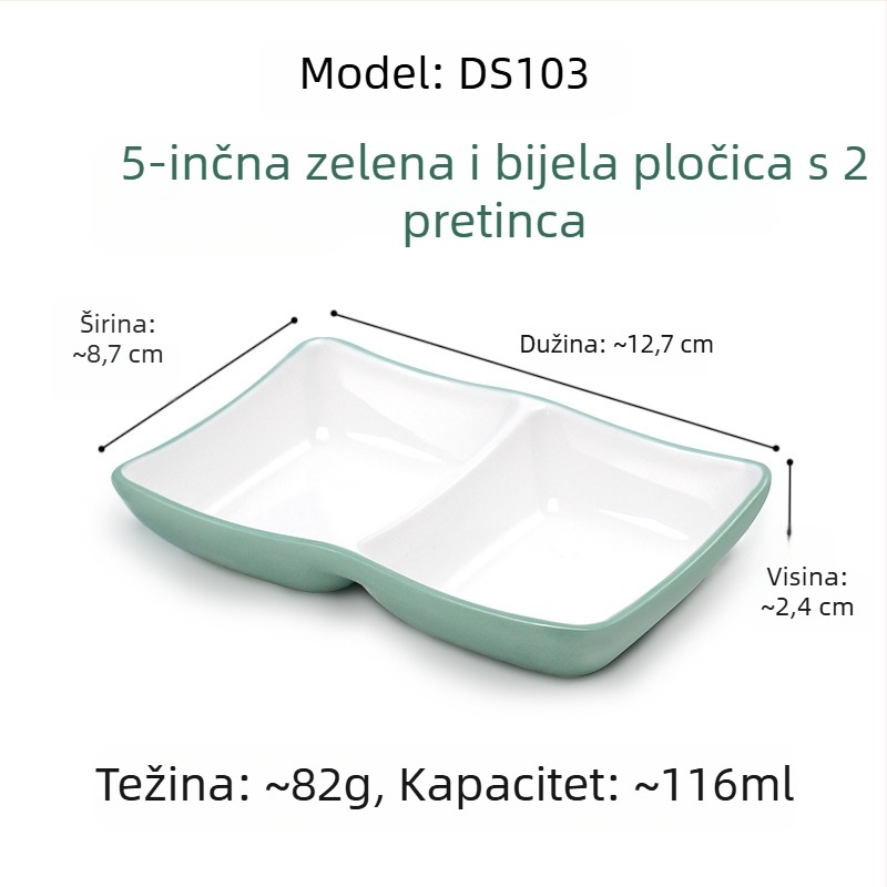 Melamin kvadratni tanjur za umake i začine, s dvije ili tri pregrade, za restorane