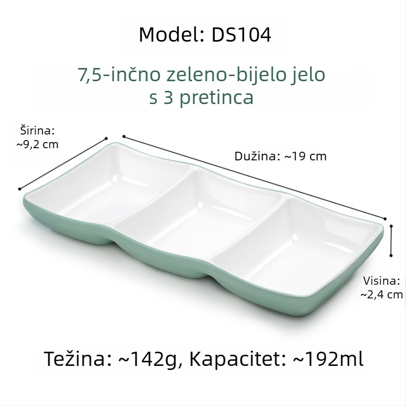 Melamin kvadratni tanjur za umake i začine, s dvije ili tri pregrade, za restorane