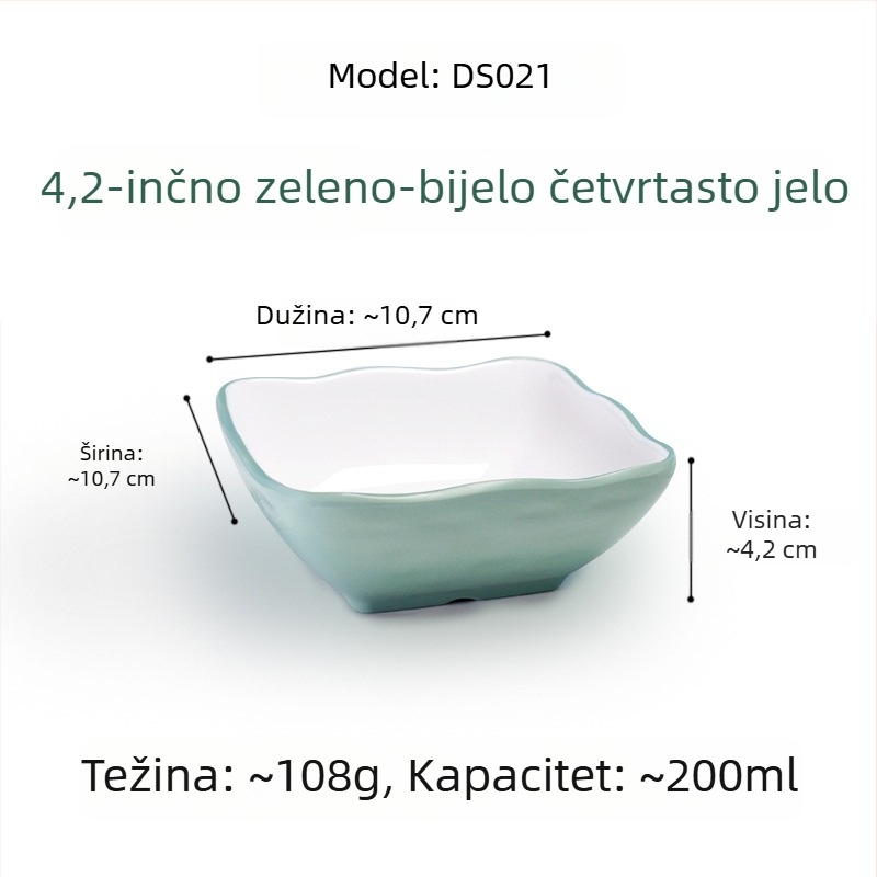 Melamin kvadratni tanjur za umake i začine, s dvije ili tri pregrade, za restorane