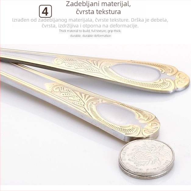 Europski stil nož, vilica i žlica – trojdijelni set od nehrđajućeg čelika, retro dizajn