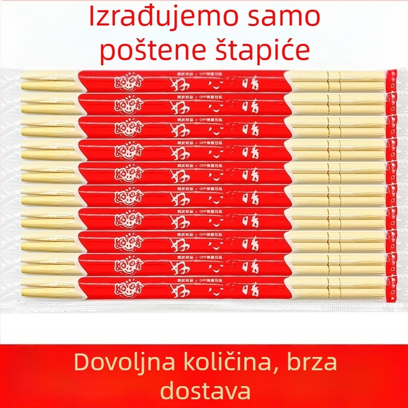 Jednokratni bambus štapići, individualno pakiranje, paket za vjenčanje, crvene boje