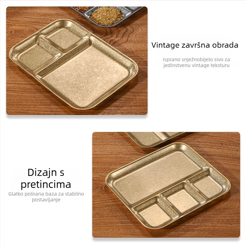 Retro posuda od 304 nerđajućeg čelika s podjelom za umake i začine za roštilj