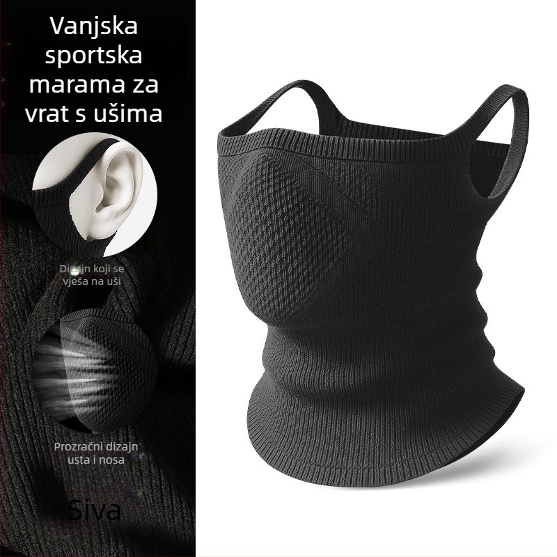 Bezšivni najlonski šal za vožnju biciklom s ušnim petljama, vjetrootpornost i toplina za hladno vrijeme, unisex