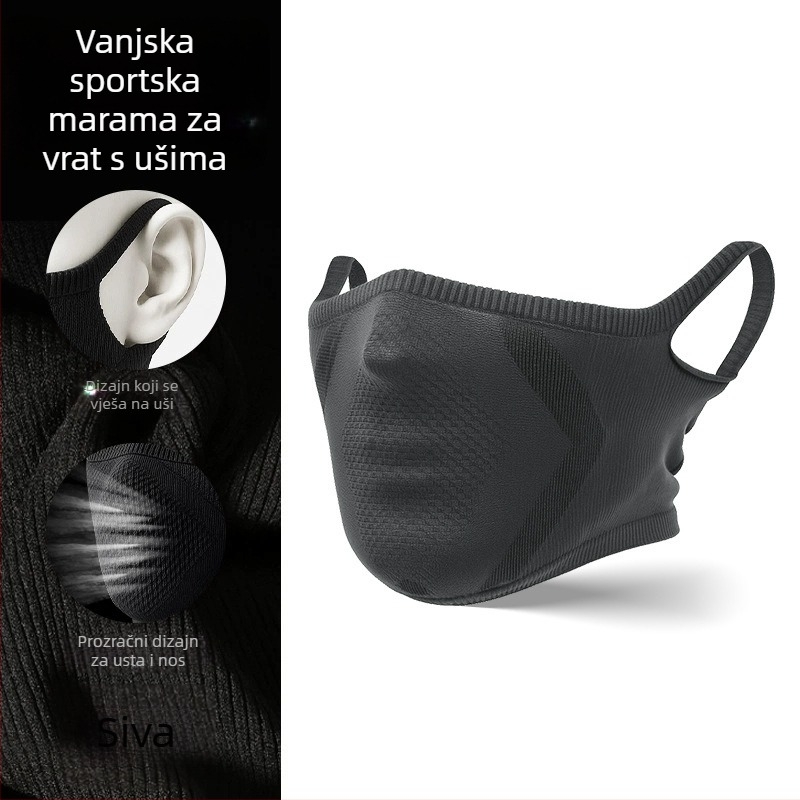 Bezšivni najlonski šal za vožnju biciklom s ušnim petljama, vjetrootpornost i toplina za hladno vrijeme, unisex