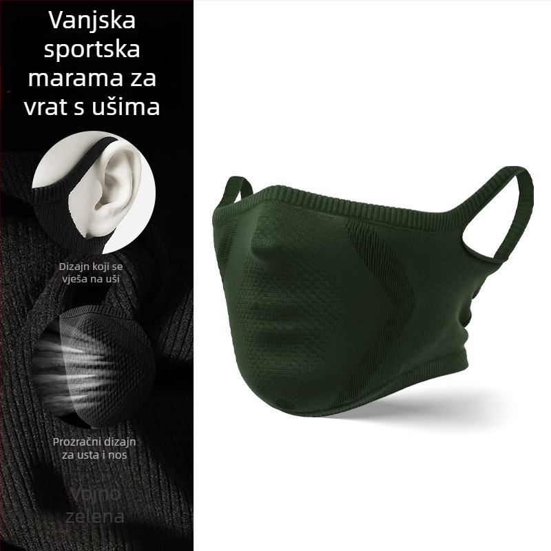 Bezšivni najlonski šal za vožnju biciklom s ušnim petljama, vjetrootpornost i toplina za hladno vrijeme, unisex