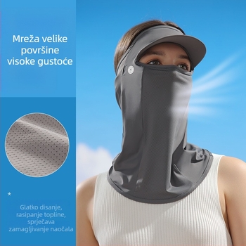 Ljetna maska za lice s UV zaštitom i zaštitom vrata, kapuljača od Ice Silk, za žene, za vožnju na otvorenom i vožnju biciklom