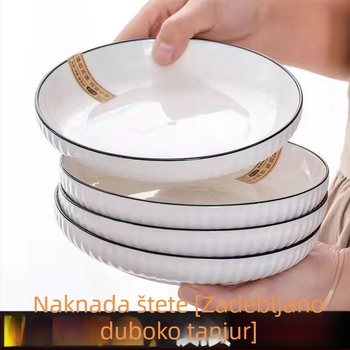 Keramičke tanjure za večeru i duboke zdjele za juhu s plutajućom teksturom površine, minimalistički skandinavski stil