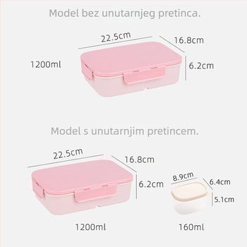 Plastična kutija za ručak s tri odjeljka, zatvorena, mikrovalna sigurna, prijenosna, 800–1000 ml, mogućnost otiska loga