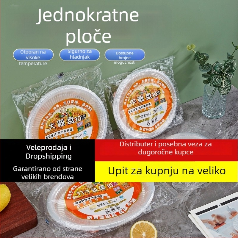 Jednokratne plastične tanjuri – debeli okrugli tanjuri za roštilj i piknik, tanjuri za voće i povrće