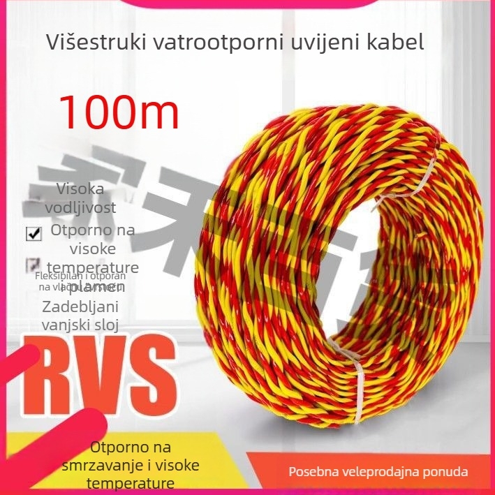 Elastični antifrizni kabel za kućno osvjetljenje, 2,5 mm, 100 m, vatrootporan kabel za LED kutiju za osvjetljenje.