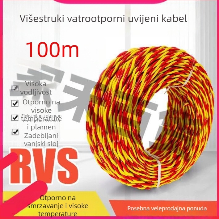 Elastični antifrizni kabel za kućno osvjetljenje, 2,5 mm, 100 m, vatrootporan kabel za LED kutiju za osvjetljenje.