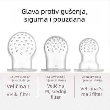 Djetetova žvačaljka za voće i povrće, vrećica za žvakanje i hranilica u obliku cuclika