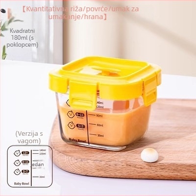 Kutija za dječju hranu za parenje i grijanje u mikrovalnoj, s mernom skalom, kutija za pohranu grickalica, kapacitet do 300 ml