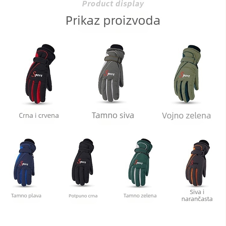 Muške zimske rukavice za skijanje s fleeceom, za vanjske aktivnosti, debele, s protukliznom površinom, vodootporne i vjetrootporne, tople