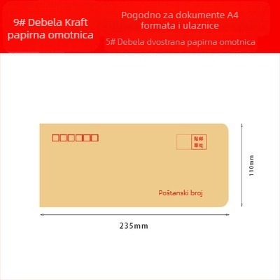 A4 kraft papir kuverte, male i velike veličine, 2/3/5/7/9, kuverte za plaće