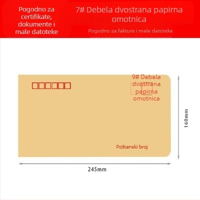 A4 kraft papir kuverte, male i velike veličine, 2/3/5/7/9, kuverte za plaće