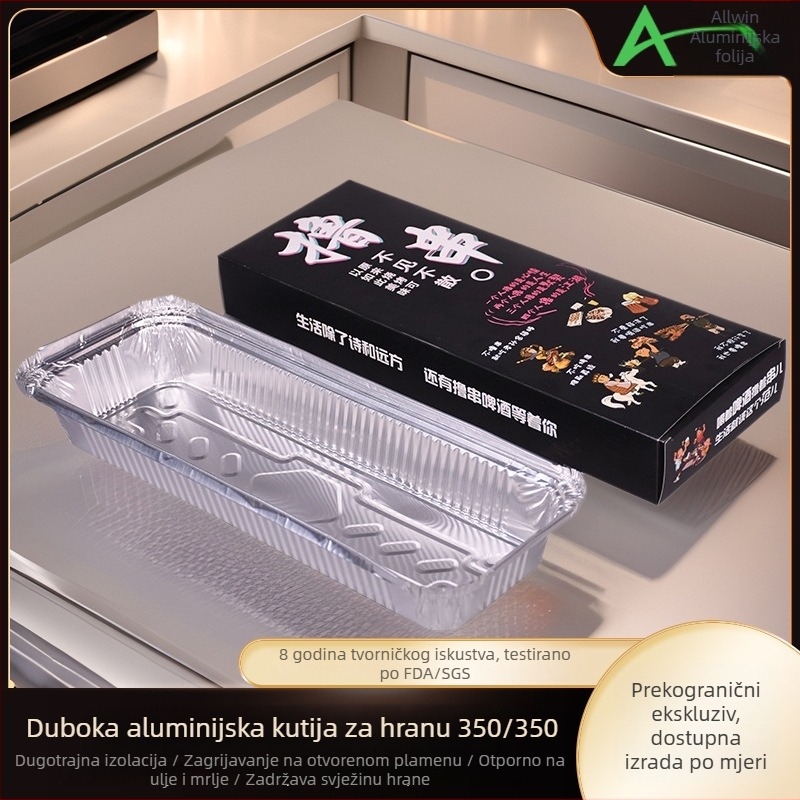 Jednokratni tanjur za ražnjiće za pečenje i roštilj, 350 aluminijske folije kutija za obrok, kutija od folije za pećnicu, prilagodljivi ražnjići