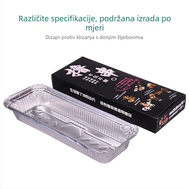 Jednokratni tanjur za ražnjiće za pečenje i roštilj, 350 aluminijske folije kutija za obrok, kutija od folije za pećnicu, prilagodljivi ražnjići