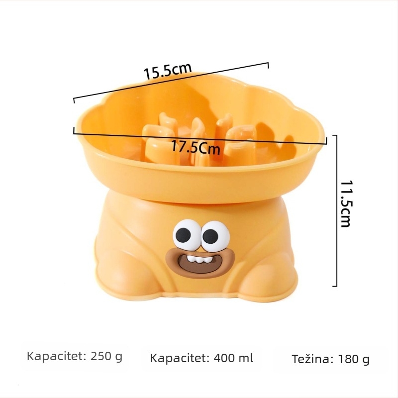 Miska za sporo hranjenje pasa, podignuta, protiv prevrtanja, protiv gušenja, za male i srednje pse, PP materijal