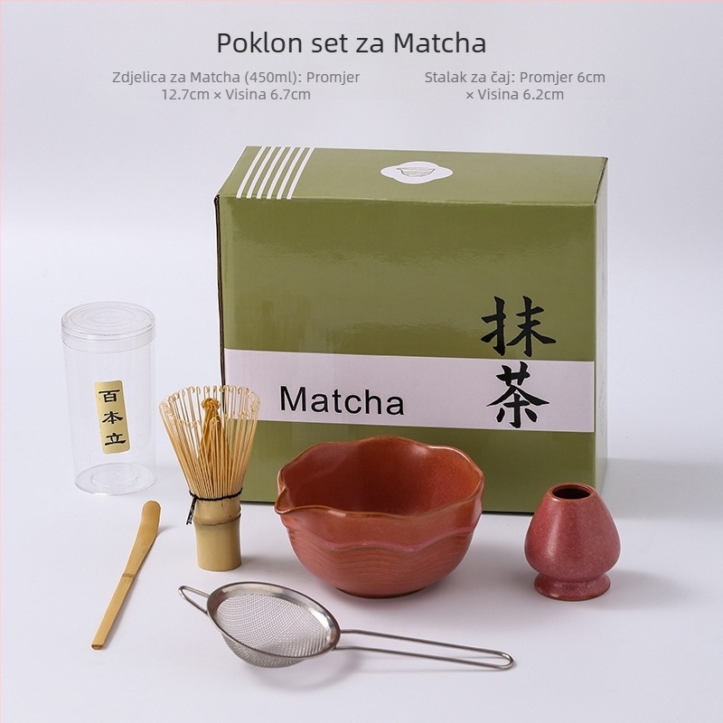 Japanski stil set za matcha: bambusova metlica, zdjela za matcha i stalak za miješanje