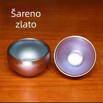 Dvotočna zlatna Jian Zhan šalica s originalnom mineralnom glazurom, čajni set u kutiji za poklon