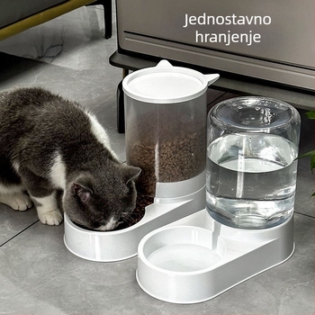 Automatska posuda za vodu i hranu za pse i mačke, uz zdjelu