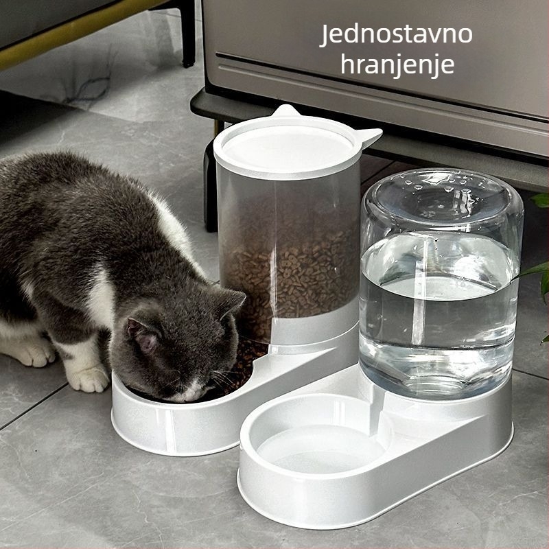 Automatska posuda za vodu i hranu za pse i mačke, uz zdjelu