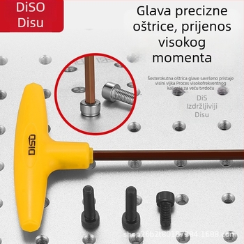 Disu T-oblik šesterokutni ključ, dugačak, za kućnu upotrebu, veličine 2–8 mm, S2 legura čelika