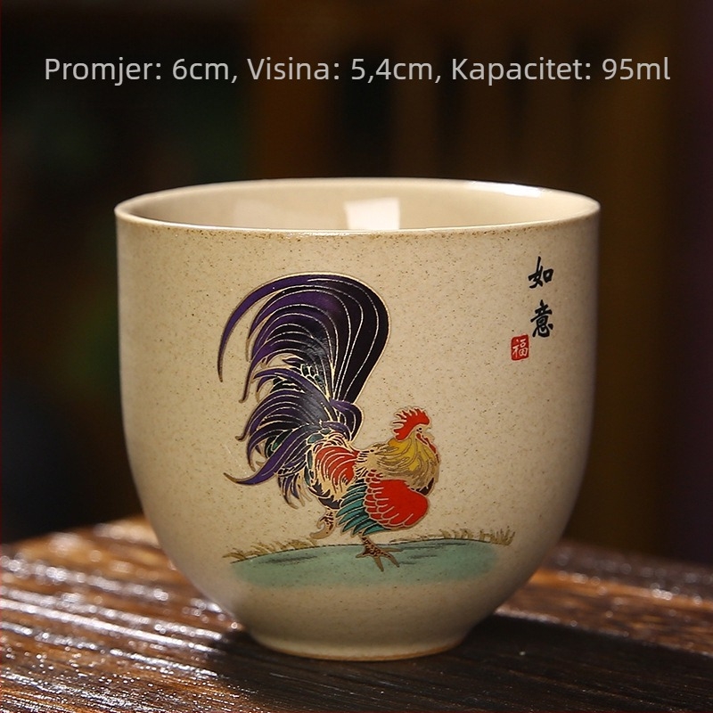Porcelanska šalica za čaj u japanskom stilu s motivom zlatnog pijetla, šalica za degustaciju čaja i Kung Fu set za čaj