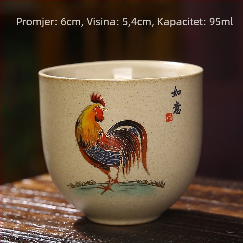 Porcelanska šalica za čaj u japanskom stilu s motivom zlatnog pijetla, šalica za degustaciju čaja i Kung Fu set za čaj