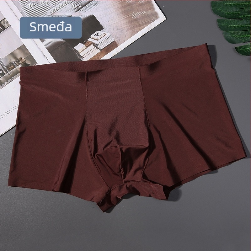 Muške bokserice od ledenog svile, brzo sušeće, prozračne, jednobojne, srednji pojas, plus veličina