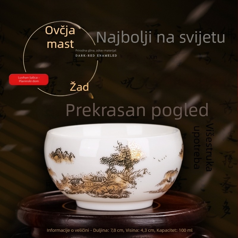 Dehua porcelanska Jianzhan šalica za čaj s natpisom Heart Sutra, bijela porculanska šalica za kung fu čaj, osobna šalica za čaj