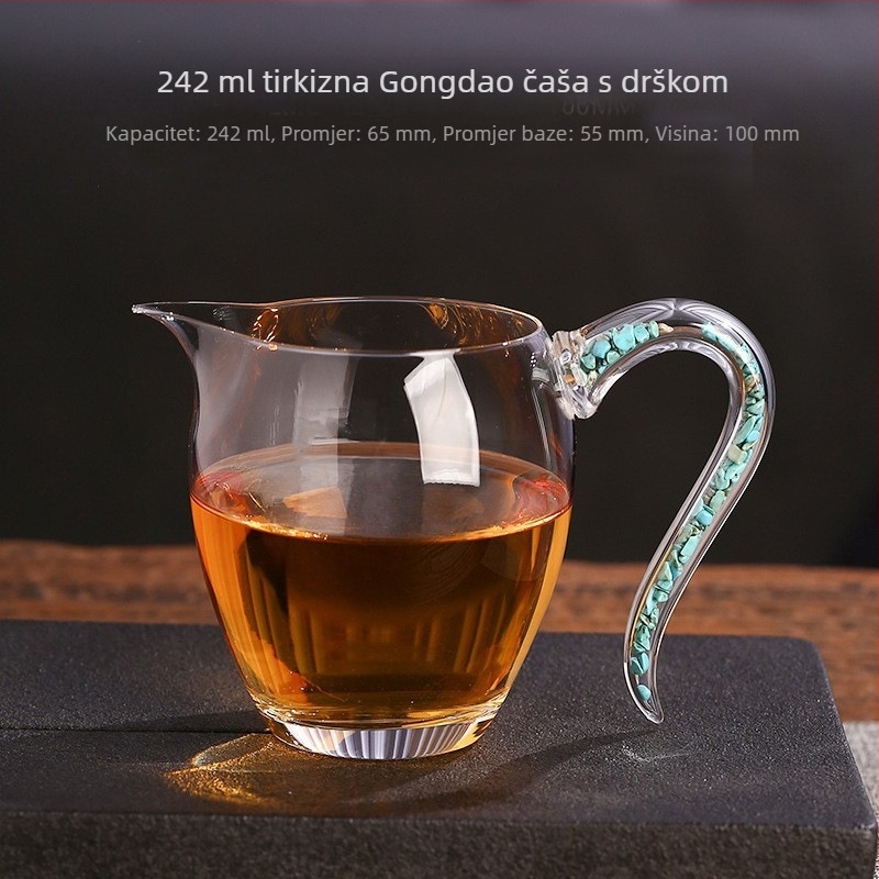 Turkizno staklena zdjela s poklopcem i zlatom folijom, kristalna kućna šalice za čaj, šalice za čaj s cvjetnim čajem, otporna na toplinu