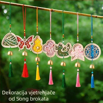 DIY set drvenog zvona vjetra od topole, u stilu brokata dinastije Song – ručno izrađeno za dječju izradu visećih privjesaka