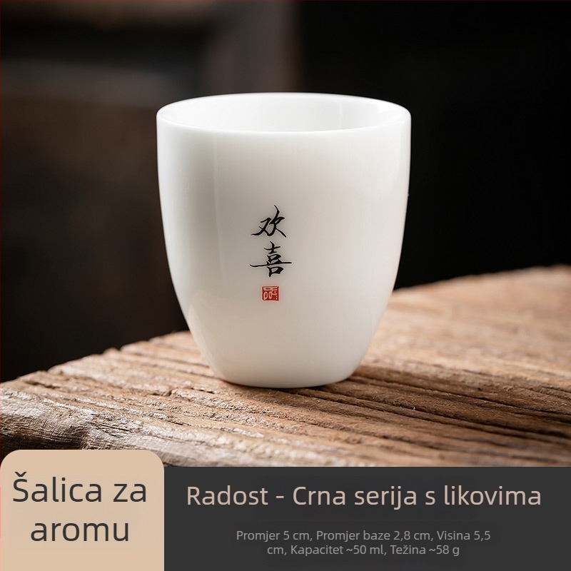 Bijela porculanska šalica za čaj s zen inspiracijom, Gongfu ceremonija, mala osobna šalica s logom