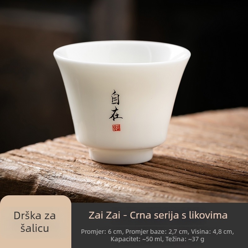 Bijela porculanska šalica za čaj s zen inspiracijom, Gongfu ceremonija, mala osobna šalica s logom