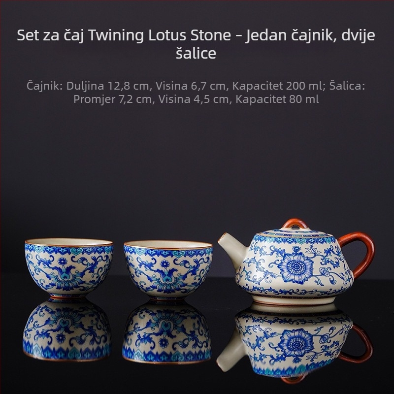Putni čajni set s jednim čajnikom i dvije šalice