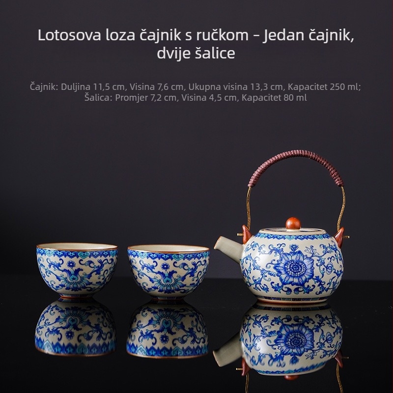 Putni čajni set s jednim čajnikom i dvije šalice