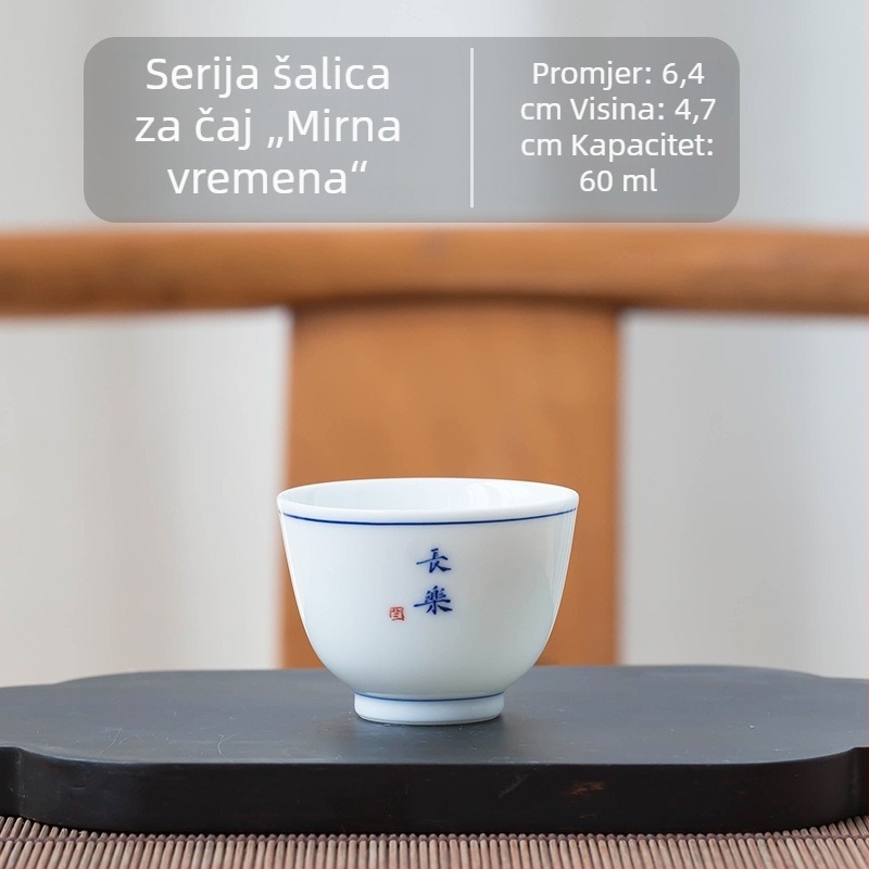 Kung Fu šalica za čaj od plave i bijele keramike, mala kućna šalica za čaj, dio čajnog seta