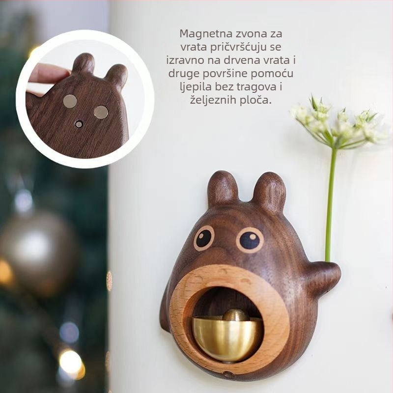 Drveni magnetski zvon za vrata u obliku Šiba Inu, kreativni ukras za ulaz